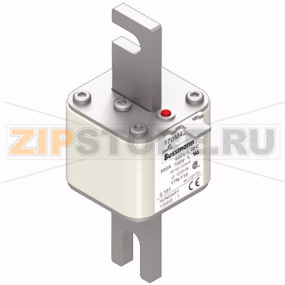 Предохранитель, 500 A, AC 690 В, 200 кА, DIN 1, 53x66x138 мм, aR, DIN, IEC Eaton FUSE 500A 690V 