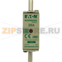 Предохранитель, 20 A, AC 690 В, 120 кА, NH000, aM, IEC Eaton NH FUSE 20AMP 690V aM SIZE 000