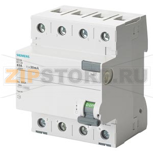 УЗО ТИП AC 40A 3+N-ПОЛ. 100MA 400V 4МОД. Siemens 5SV4444-0 