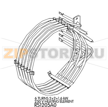 6 Turns 2+2+1,6 kW 230 V heating element Unox XVC 705 6 Turns 2+2+1,6 kW 230 V heating element Unox XVC 705Запчасть на деталировке под номером: 52Название запчасти на английском языке: 6 Turns 2+2+1,6 kW 230 V heating element Unox XVC 705