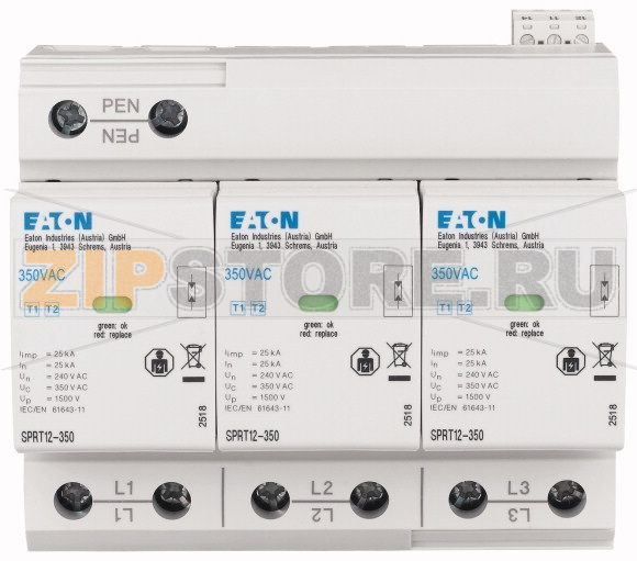 Устройство защиты от дуги, КЗ, токов утечки и перегрузки Eaton SPRT12-350/3-AX 