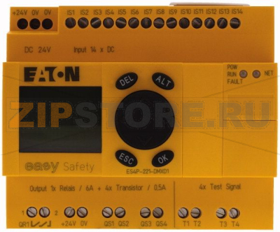 Реле безопасности easySafety, 24VDC, 14DI, 4DO -Транс, 1Do реле, дисплей, EasyNet Eaton ES4P-22 
