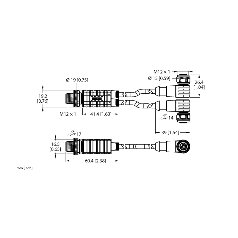 Разветвитель 2-х канальный Turck VBRS4.4-2WKC4T-0.6/0.6/TXL 