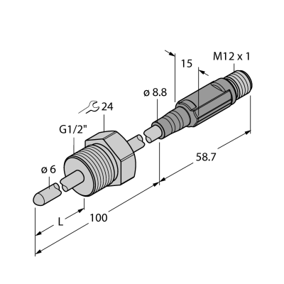 Датчик температуры Turck TTM150C-206A-G1/2-LI6-H1140-L050-50/150C 