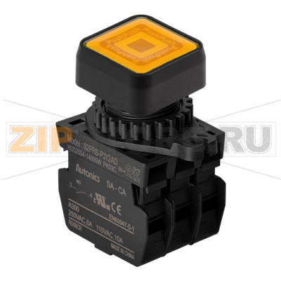 Выключатель кнопочный, Ø отверстия: 22/25 мм Autonics S2PRS-P3Y2AD 