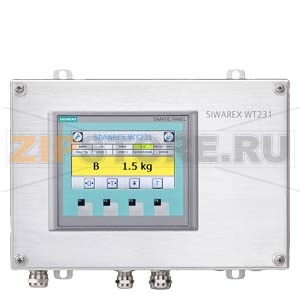 Весовой терминал SIWAREX WT231 для статического взвешивания, - Корпус из нерж.стали, включает: SIWAREX WP231, - SIMATIC KTP400 Basic Color PN - Блок питания  100-240 VAC - IP65, Температурный диапазон 0-40 град.Цельсия (без поверки и метрологического серт 