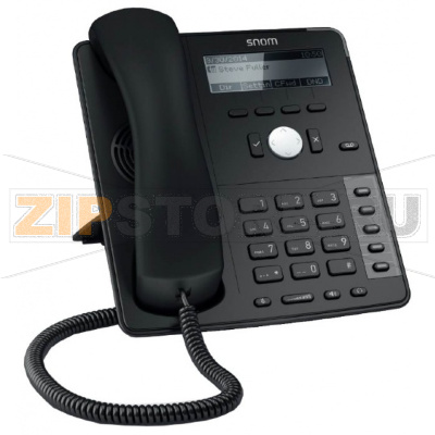 SNOM D712 Настольный IP-телефон. 4 учетные записи SIP, Графический монохромный экран с подсветкой, 5 кнопок с LED индикаторами, 2-порта 10/100, PoE, Сенсорная функция поднятия трубки, Цвет черный, Блок питания приобретается отдельно 