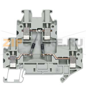 Two-tier diode terminal with screw terminal Terminal size 2.5 mm2 Terminal width 5.2 mm Color gray with diodes Passage from top to bottom L and top to bottom R Siemens 8WH1020-5HF00 