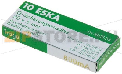 FUSE 5X20MM 0.8A - 10PCS 