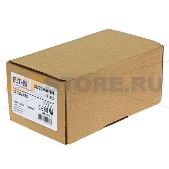 Предохранитель, 500 A, AC 690 В, 200 кА, size 3, aR, IEC UL Eaton FUSE 500A 690V 3BKN/50 AR UC 