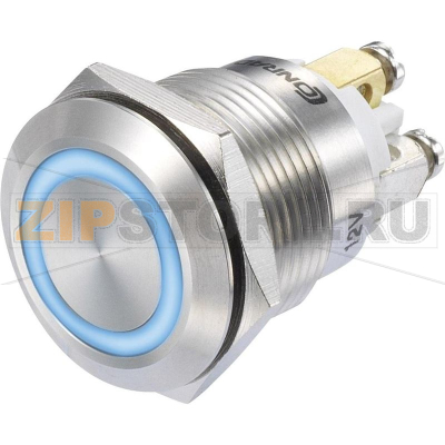 Кнопка 48 В/DC, 3 А, 1 x вкл/вкл, без фиксации, IP65, 1 шт TRU Components GQ19F-10E/B/12V/S 