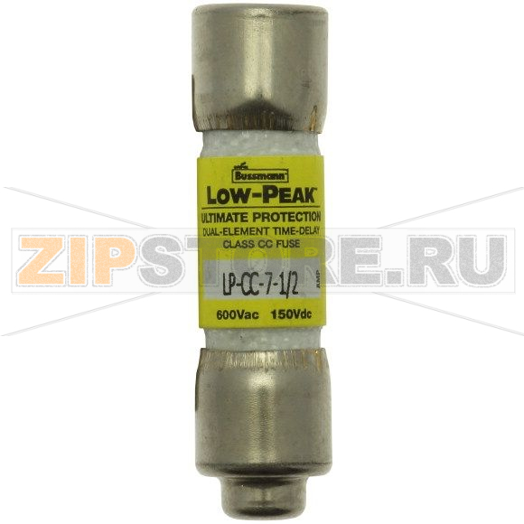 Предохранитель, 7.5 A, AC 600 В, 200 кА, 10x38 мм, CC, UL, с задержкой Eaton LOW PEAK CC TIME DEL 