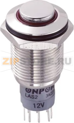 Кнопка антивандальная 250 В/AC, 3 А, 2 x вкл/вкл, без фиксации, IP65, 1 шт TRU Components LAS2GQH-22E/R/12V/N/P 