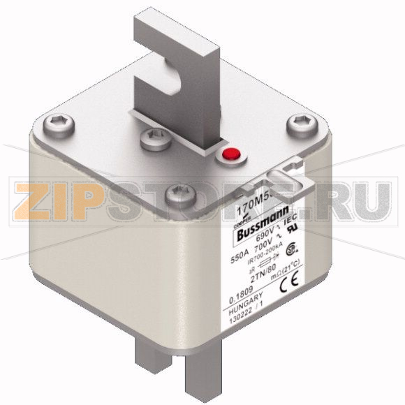 Предохранитель, 550 A, AC 690 В, 200 кА, 2, 61x75x108 мм, aR, DIN, IEC Eaton FUSE 550A 690V 2TN 