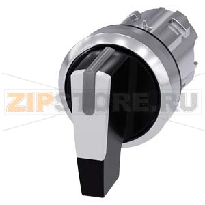 АКТУАТОР ПОВОРОТНОГО ПЕРЕКЛЮЧАТЕЛЯ С ВОЗМОЖНОСТЬЮ ПОДСВЕТКИ, 22MM, КРУГЛ., ГЛЯНЦЕВЫЙ МЕТАЛЛ, РУКОЯТКА ДЛИННАЯ ЧЁРНАЯ С БЕЛОЙ ВСТАВКОЙ, 3 КОММУТАЦИОННЫХ ПОЛОЖЕНИЯ: I>O<II, БЕЗ ФИКСАЦИИ, УГОЛ ПОВОРОТА РУКОЯТКИ 2X45 ГРАД.: 10:30Ч. /12Ч./13:30Ч. Siemens 3SU10 