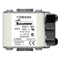 Предохранитель, 700 A, AC 690 В, 200 кА, size 1, 53x69x51 мм, aR, IEC UL Eaton FUSE 700A 690V