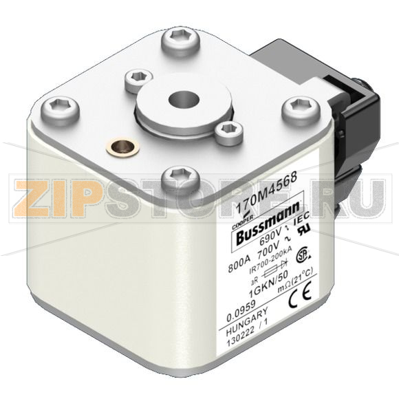 Предохранитель, 700 A, AC 690 В, 200 кА, size 1, 53x69x51 мм, aR, IEC UL Eaton FUSE 700A 690V 