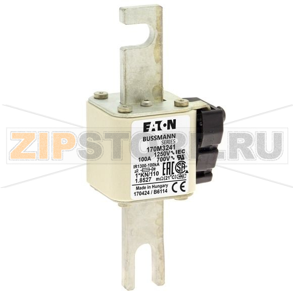 Предохранитель, 100 A, AC 1250 В, 100 кА, size 1, 45x58x138 мм, aR, DIN, IEC Eaton FUSE 100A 12 