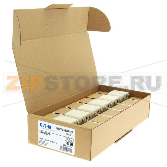 Предохранитель, 100 A, AC 1250 В, 100 кА, size 1, 45x58x138 мм, aR, DIN, IEC Eaton FUSE 100A 12 
