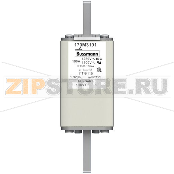 Предохранитель, 100 A, AC 1250 В, 100 кА, size 1, 45x58x138 мм, aR, DIN, IEC Eaton FUSE 100A 12 
