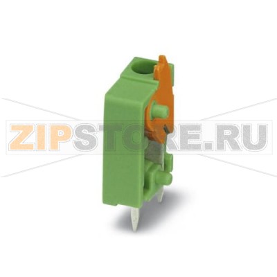 Клеммы для печатного монтажа Phoenix Contact FFKDS/V2-5,08 Номинальный ток: 15 А, Номинальное напряжение: 320 В, Размер шага: 5,08 мм, Полюсов: 1, Тип подключения: Пружинные зажимы, Монтаж: пайка, Направление подключения, проводник / печатная плата: 90 °, Цвет: зеленый, Возможна установка в ряд модулей с различным количеством полюсов (контактов)!.Минимальный заказ: 50 шт.Упаковка: 50 шт.