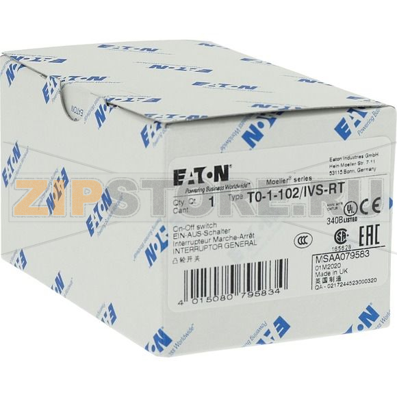 Переключатель вкл/выкл, T0, 20 A, 1 модуль, 2-полюсн Eaton T0-1-102/IVS-RT 