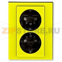 Розетка двойная, жёлтый/дымчатый чёрный ABB 2CHH223457C6064