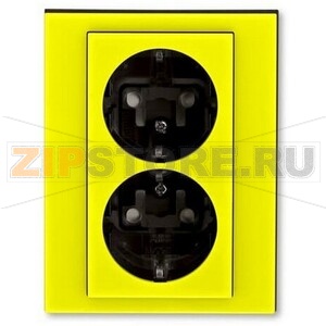 Розетка двойная, жёлтый/дымчатый чёрный ABB 2CHH223457C6064 