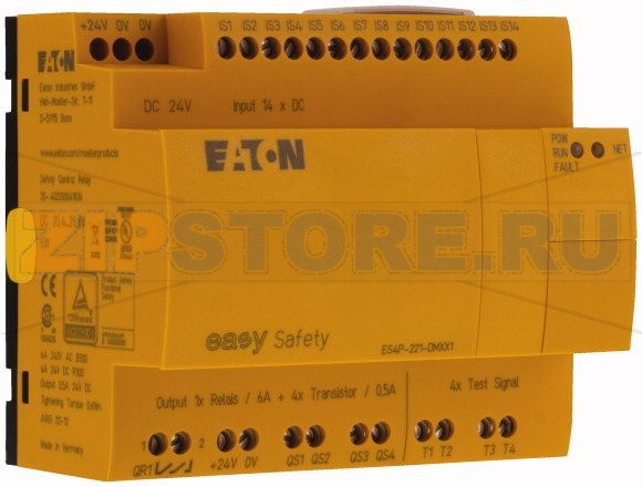 Реле безопасности easySafety, 24VDC, 14DI, 4DO -Транс, 1DO реле, EasyNet Eaton ES4P-221-DMXX1 