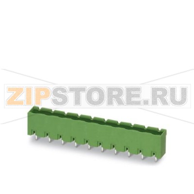 Ответная часть разъема Phoenix Contact GMSTBVA 2,5/10-G-7,62 Номинальный ток: 12 А, Расчетное напряжение (III/2): 630 В, Полюсов: 10, Размер шага: 7,62 мм, Цвет: зеленый, Поверхность контакта: олово, Монтаж: пайка.Минимальный заказ: 50 шт.Упаковка: 50 шт.