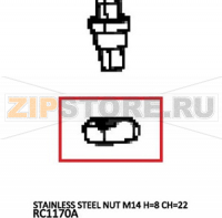 Stainless steel nut M14 H=8 CH=22 Unox XVC 705E
