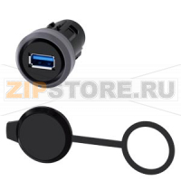 Разъем USB, 22 мм, пластмасса с металлическим фронтальным кольцом, цвет: песчаный серый Siemens 3SU1930-0GA80-0AA0