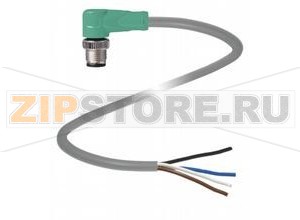 Кабель датчика-исполнительного устройства Cable connector V15S-W-5M-PUR Pepperl+Fuchs Описание оборудованияMale cordset, M12