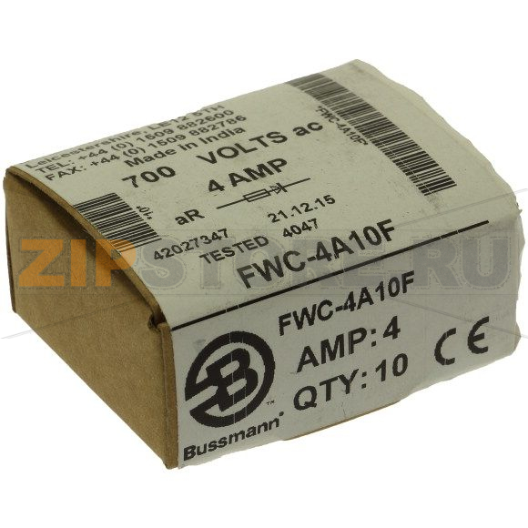 Предохранитель, 4 A, AC 700 В, 200 кА, 10x38 мм, aR, UL Eaton 4AMP 700V AC FERRULE 10x38MM 
