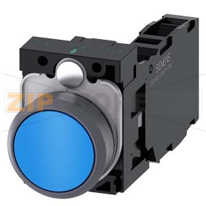 КНОПКА, 22MM, КРУГЛАЯ, ПЛАСТИК С МЕТАЛЛИЧЕСКИМ ФРОНТАЛЬНЫМ КОЛЬЦОМ, СИНЯЯ, ПЛОСКАЯ КНОПКА, КОНТАКТЫ МГНОВЕННОГО ДЕЙСТВИЯ, С ДЕРЖАТЕЛЕМ, 1NO+1NC, ВИНТОВЫЕ КЛЕММЫ, С ГРАВИРОВКОЙ ЛАЗЕРОМ, INSCRIPTION OR GRAPHIC SYMBOL CUSTOMIZED EQUIPMENT USING THE SIRIUS-AC 