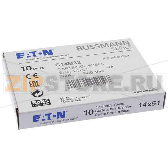 Предохранитель, 32 A, AC 500 В, 120 кА, 14x51 мм, aM, IEC Eaton CYLINDRICAL FUSE 14x51 32A AM 5 