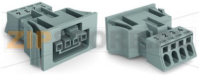 Snap-in socket; 4-pole; Cod. B; 1,50 mm; gray Wago 890-744 Protected against mismating and maintenance-freePush-in CAGE CLAMP® spring pressure connection technology allows solid conductors to be simply pushed into a unit.Low profile with 4.4 mm pole spacingComponents can be clearly printed on and color-coded to meet custom requirements.When assembled, the installation connectors comply with IP40 and are suitable for easily accessible areas....