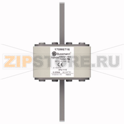 Предохранитель, 1250 A, AC 690 В, 200 кА, size 3, 67x92x155 мм, aR, IEC UL Eaton FUSE 1250A 69 