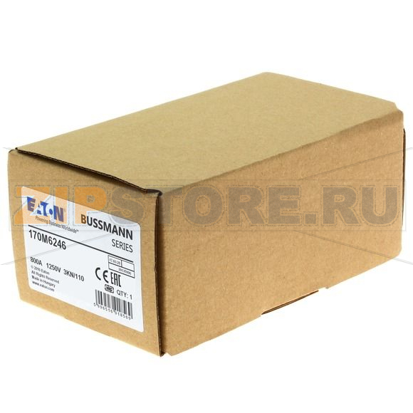 Предохранитель, 800 A, AC 1250 В, 100 кА, size 3, 76x92x139 мм, aR, DIN, IEC Eaton FUSE 800A 12 