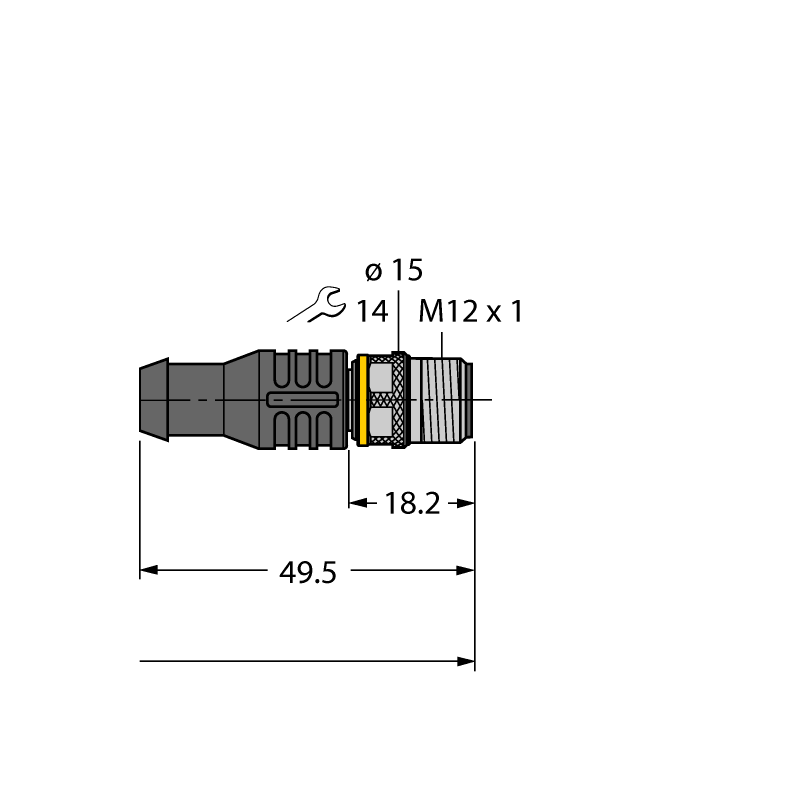 Кабель PUR Turck WKC4.4T-P7X3-0.5-RSC4.4T/TXO 