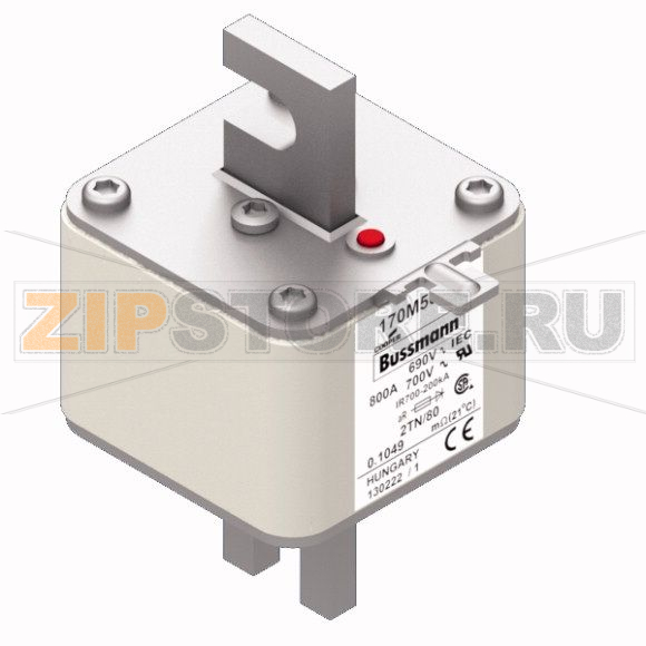 Предохранитель, 800 A, AC 690 В, 200 кА, 2, 61x75x108 мм, aR, DIN, IEC Eaton FUSE 800A 690V 2TN 