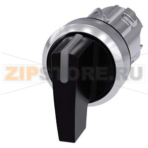 Рычажный переключатель с подсветкой, 22 мм, кругл., глянцевый металл, цвет: черный, рукоятка, длинная, 3 положения переключателя I-O&lt;II, с фиксацией против часовой стрелки, нажатием на кнопку по часовой стрелке, угол переключения 2 x 45&amp;#176;, 10:30 ч/12 