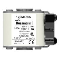Предохранитель, 550 A, AC 690 В, 200 кА, size 1, 53x69x51 мм, aR, IEC UL Eaton FUSE 550A 690V