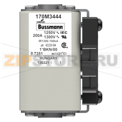 Предохранитель, 200 A, AC 1250 В, 100 кА, size 1, 45x59x81 мм, aR, IEC UL Eaton FUSE 200A 1250 