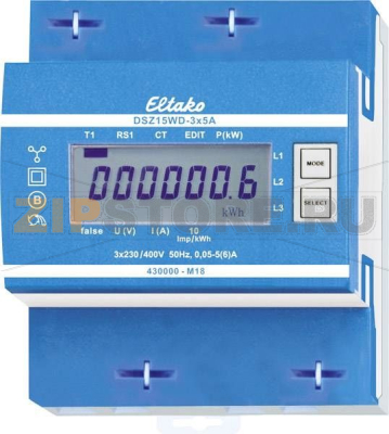 Счетчик электроэнергии 5 А, цифровой, 3 фазы, 1 шт Eltako DSZ15WD-3x5A MID 