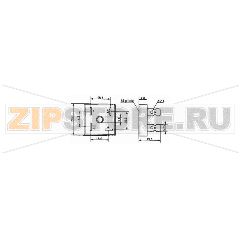 Мост диодный 25 А, 200 В, кремниевый, однофазный, корпус: KBPC Diotec KBPC10/15/2502F 