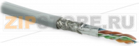 Hyperline SFUTP4-C6-P26-IN-LSZH-GY-500 (SFTP4-C6-PATCH-LSZH-GY-500) (500 м) Кабель витая пара, экранированная SF/UTP, категория 6, 4 пары (26 AWG), многожильный (patch), экран - фольга + медная оплетка, LSZH, серый