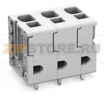 Клемма на печатную плату; 4 mm; Шаг контактов 7,5 мм; 10-пол.; Push-in CAGE CLAMP®; 4,00 mm; серые Wago 2624-3310 Клеммные?колодки?с?зажимами?Push-in CAGE CLAMP®,?приводимыми?в?действие?при?помощи?нажимных?кнопокЗажим одножильных проводников и тонкожильных проводников с наконечниками путем вставкиНажимные кнопки, открывающие зажим с минимальными усилиями, для простого подключения / извлечения тонкопроволочных проводниковУдобный монтаж без использования инструментовИсполнения с тестовыми разъемами и разделителями и без нихДоступны исполнения с индивидуальным внутренним объединением (заводская сборка), например, объединение с заземляющим проводом...