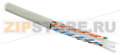 Hyperline UUTP4-C6-S23-IN-PVC-GY-305 (UTP4-C6-SOLID-GY-305) (305 м) Кабель витая пара, неэкранированная U/UTP, категория 6, 4 пары (23 AWG), одножильный (solid), с разделителем, PVC, –20°C – +75°C, серый - гарантия: 15 лет компонентная; 25 лет систем 