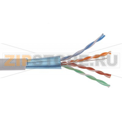 Кабель связи витая пара F/UTP, кат.5E 4x2х24AWG solid, LSZH, 305м, серый 